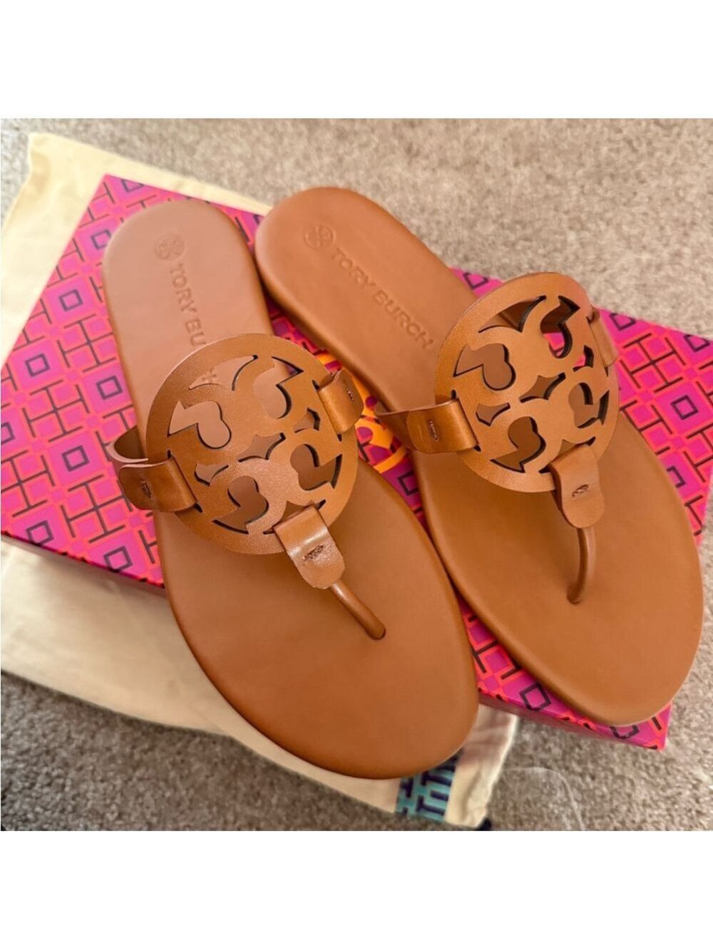 New tory burch miller calf leather sandals in Millie/ bourbon color - Picture 5 of 9